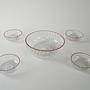 Glass bowls set 5-piece Transparent Red 1970s 3