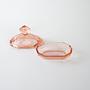 Art deco Butter dish Glass Pink 1930s 5