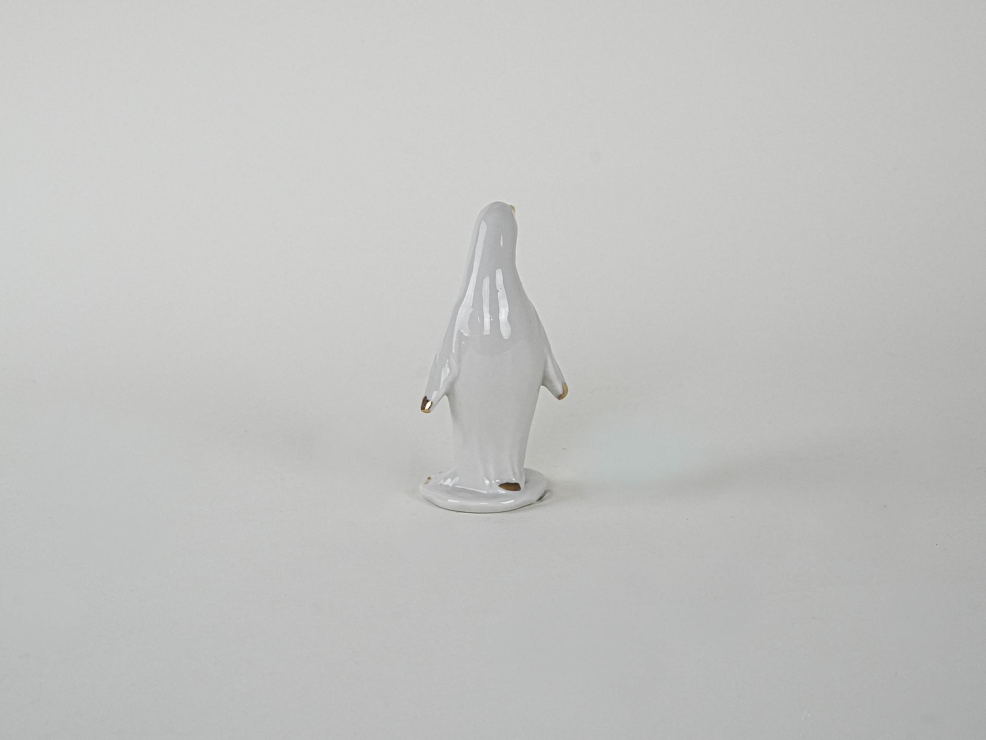 Porcelain Penguin Figurine White 1970s 3