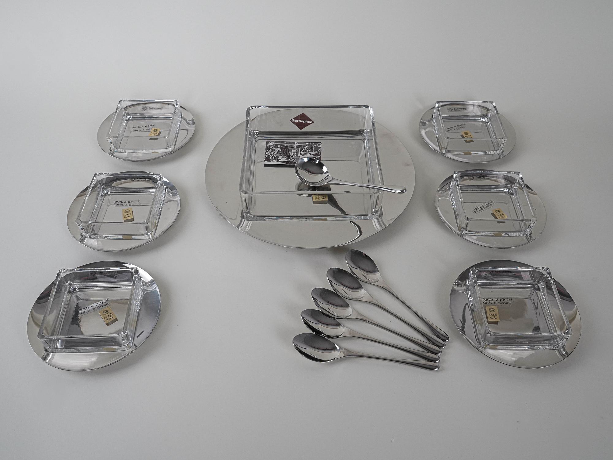 Dessert-Set Edelstahl Silber 1970er Jahre 3