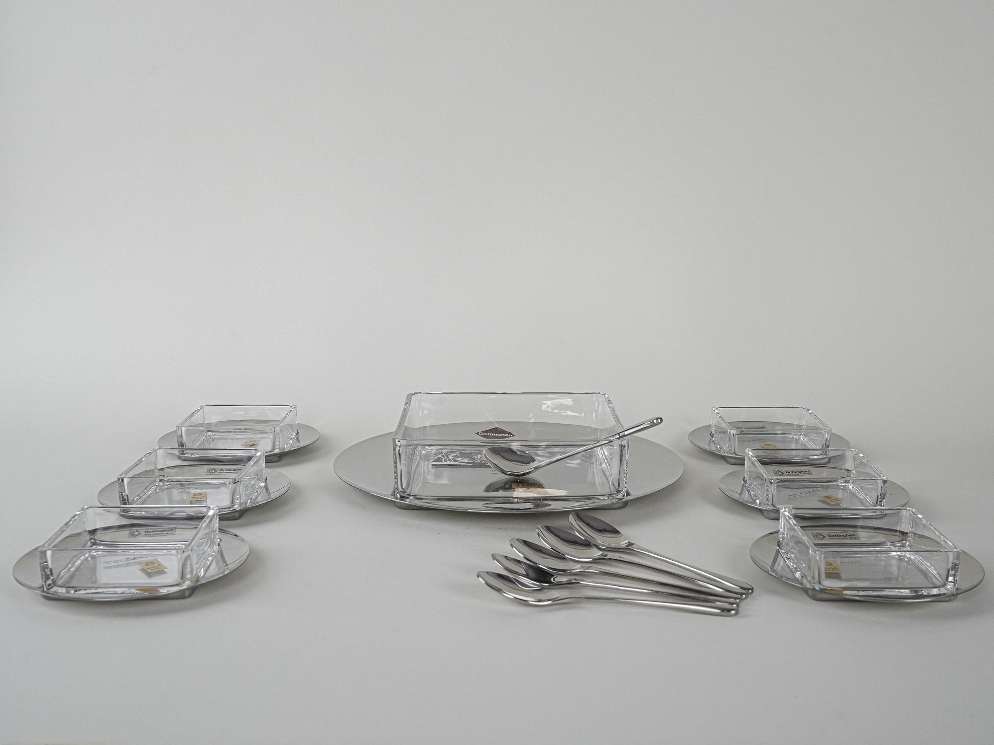 Dessert-Set Edelstahl Silber 1970er Jahre 2