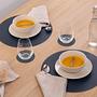 Placemat Round 100% Recycled Leather Petrol 4