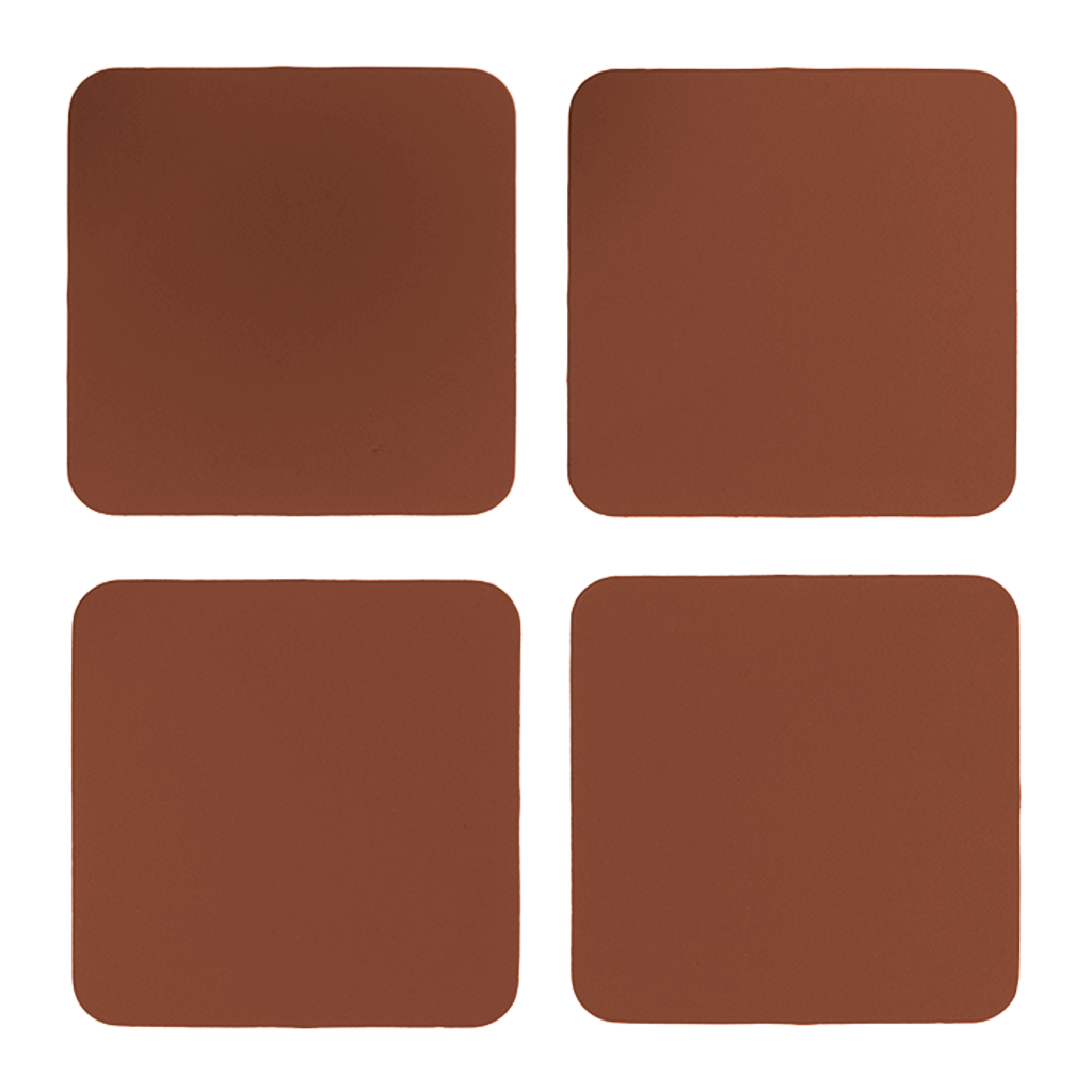 4x Coasters Square 100% Recycled Leather Cocoa 0