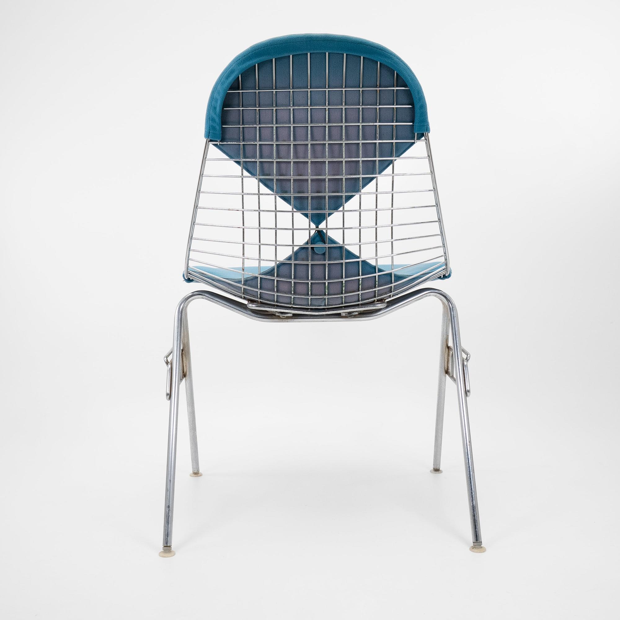 DSS Wire Chair Stackable Metal Blue 3