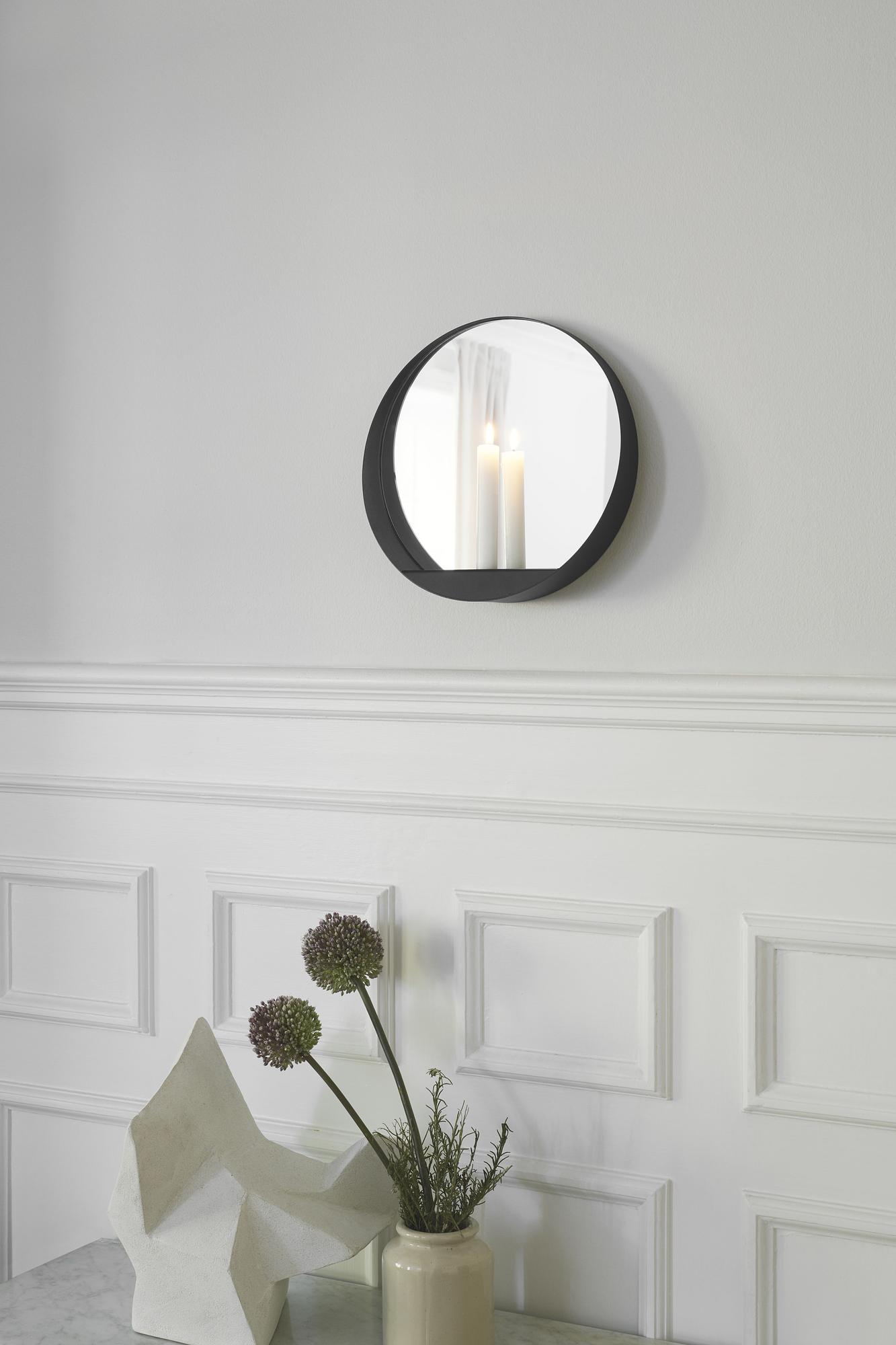Glim Candle holder Mirror glass Steel Black 5