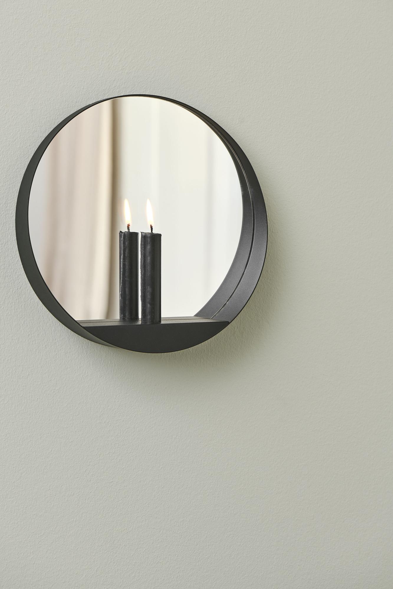 Glim Candle holder Mirror glass Steel Black 4