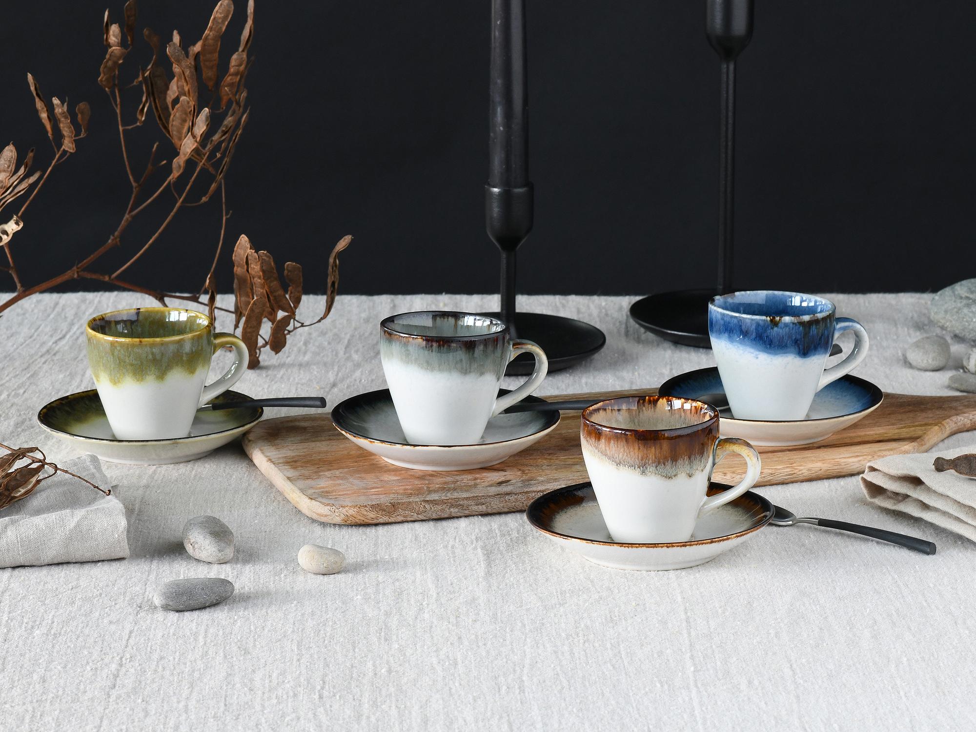 4x Cascade Espresso Cups Stoneware Multicolor 2