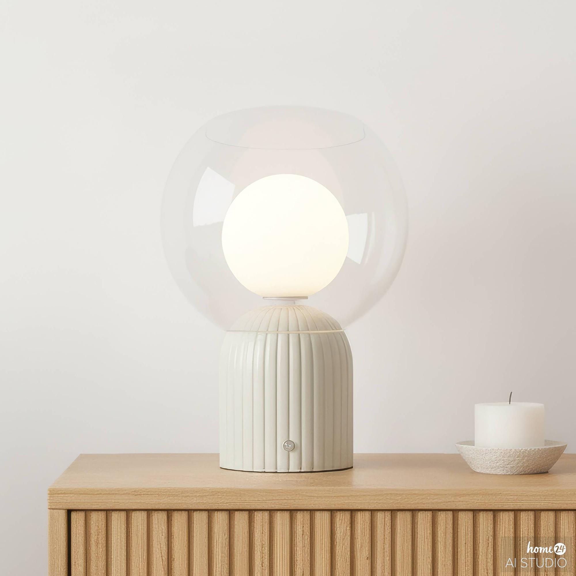 Rechargeable table lamp VISOR Glass Iron Beige 1