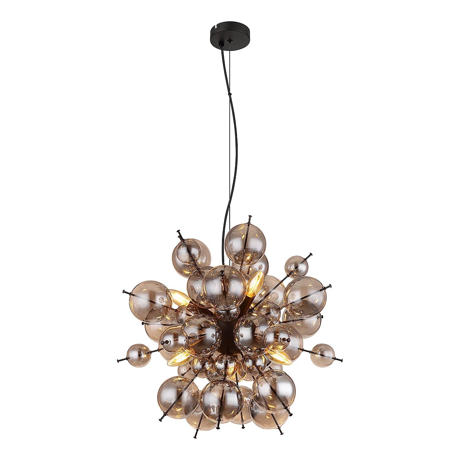 6-flame pendant lamp Udo colored glass iron black 3