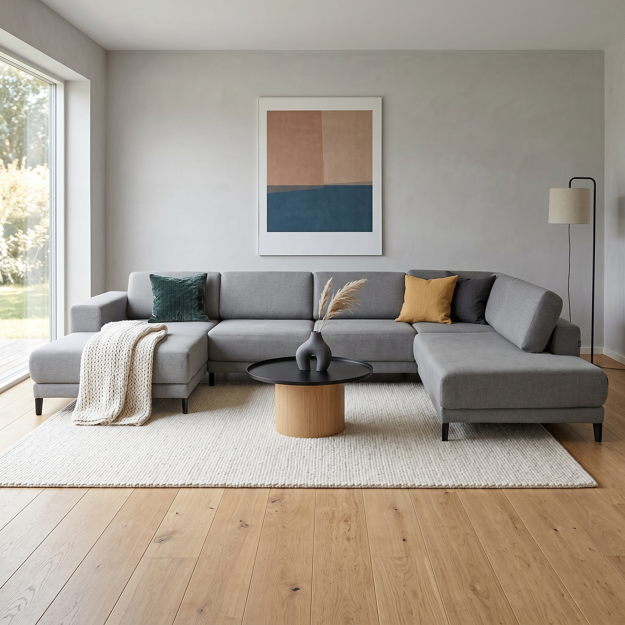 Tyme Sofa Landscape With Récamiere Fine Fabric Slate Grey 0