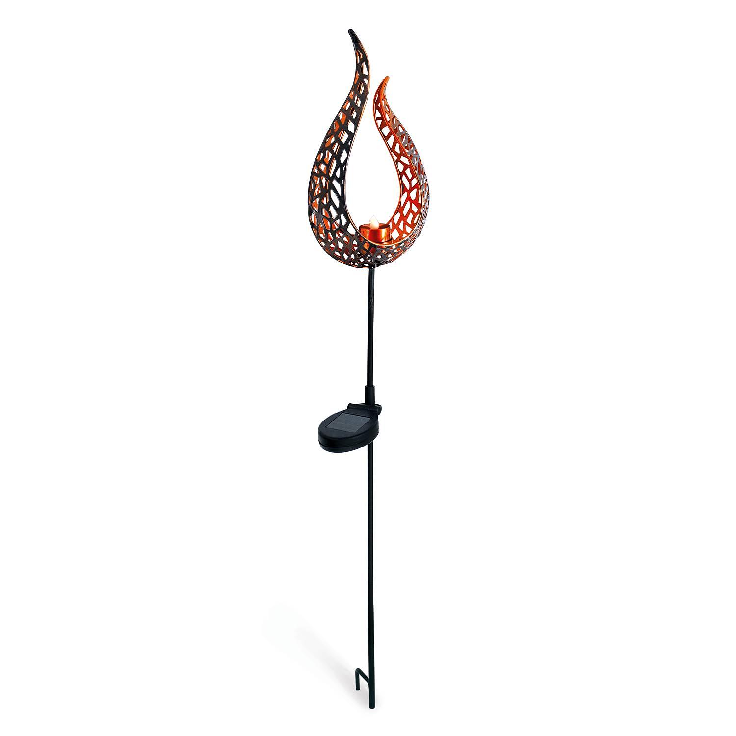 LED Solar Erdspieß Flamme 1-Flammig Stahl  1