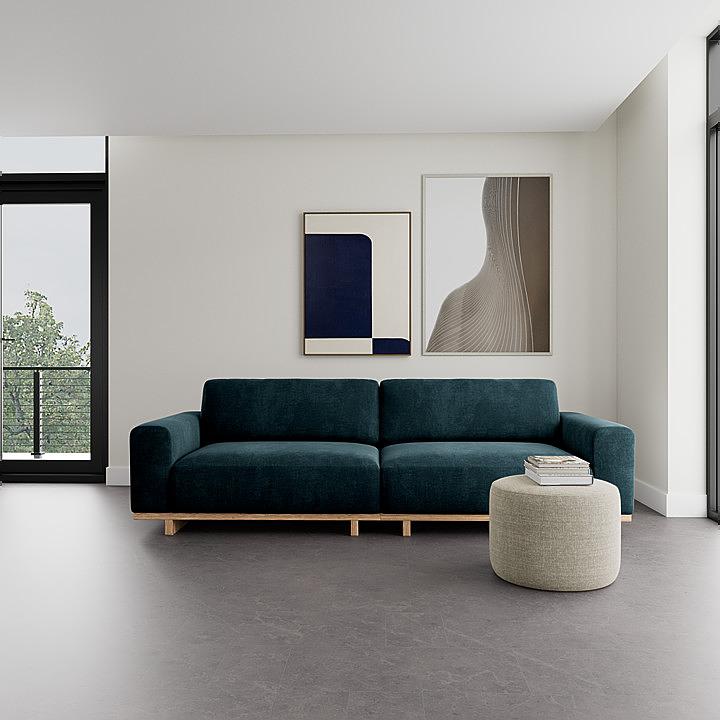 Aya Sofa 3.5-Seater Danny Dusty Blue 0