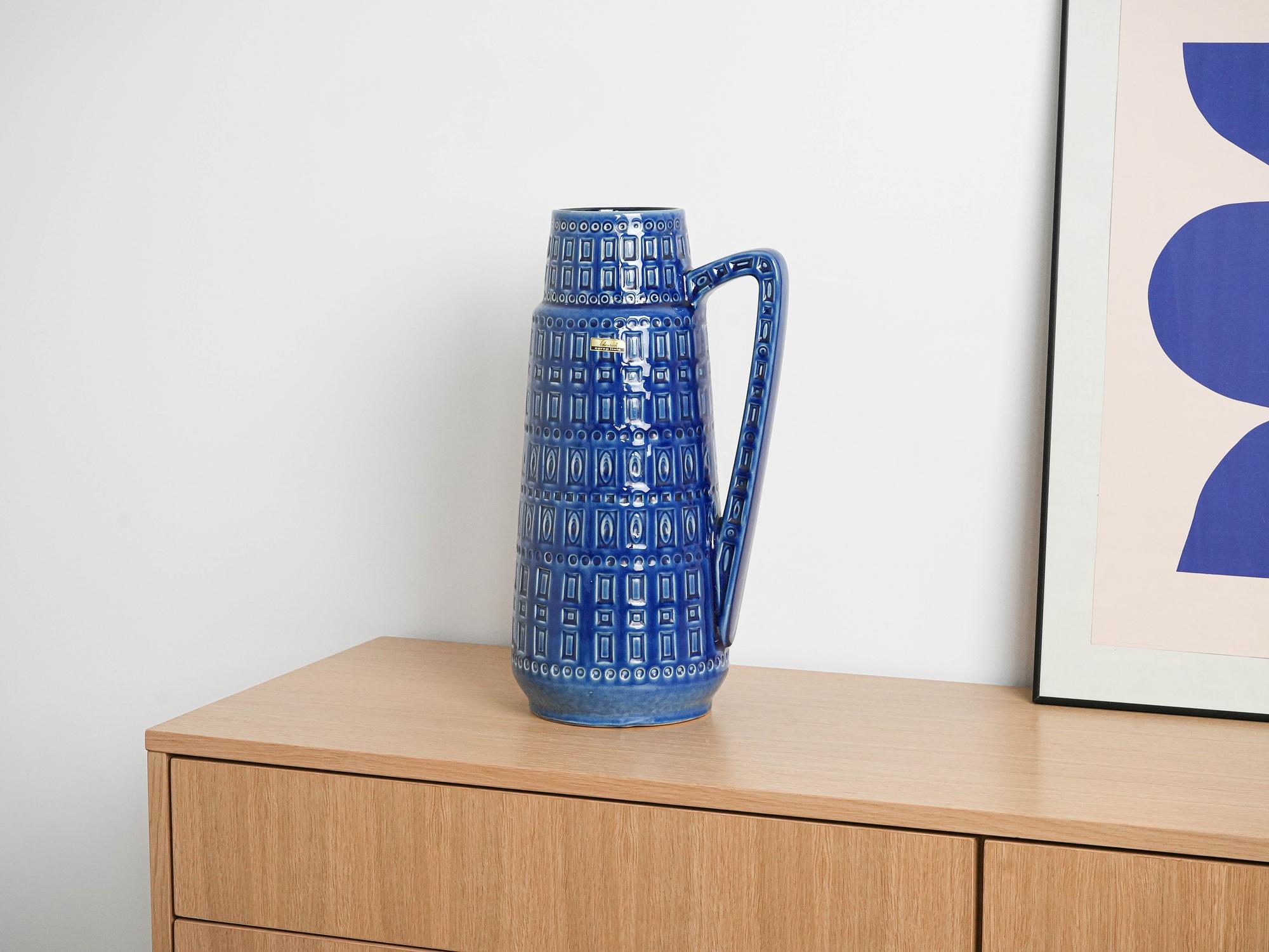 Blue ceramic vase 1960s 8