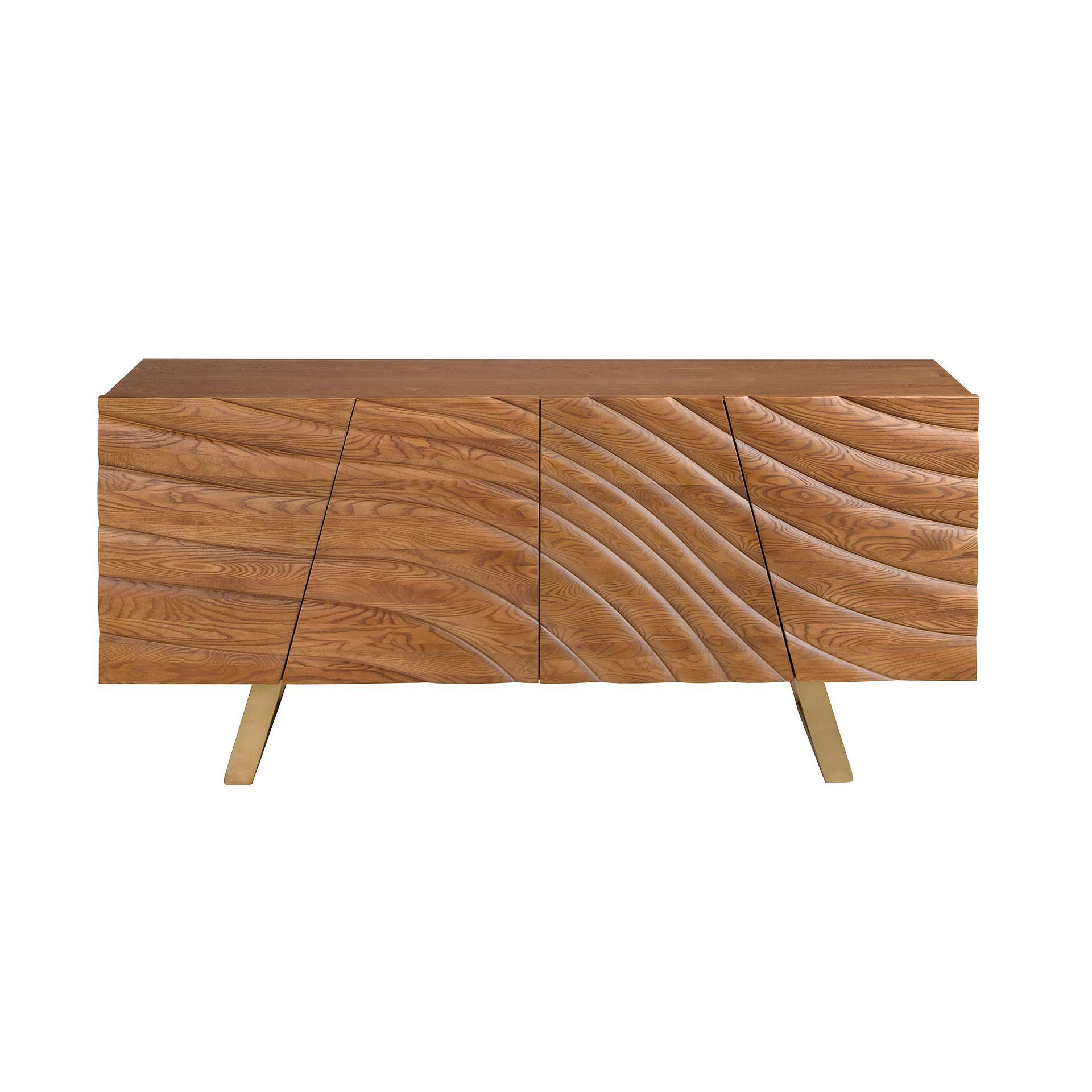 Sideboard in Nussbaum hell und poliertem Stahl 3298 1