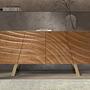 Sideboard in Nussbaum hell und poliertem Stahl 3298 2