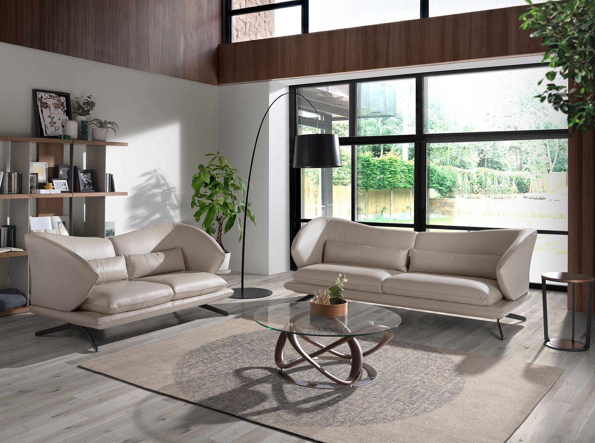 3-Sitzer Sofa in taubengrauem Leder 6146 3