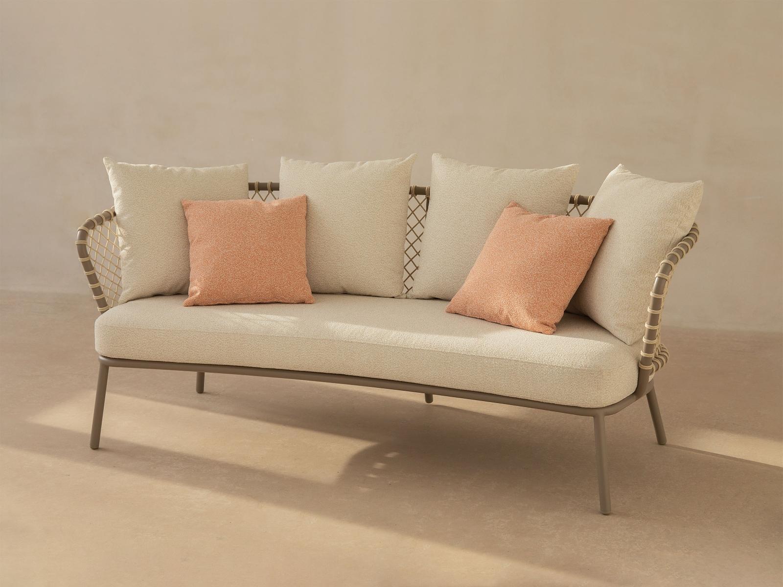 2-Seater Outdoor Sofa Canar Polyester Beige 0