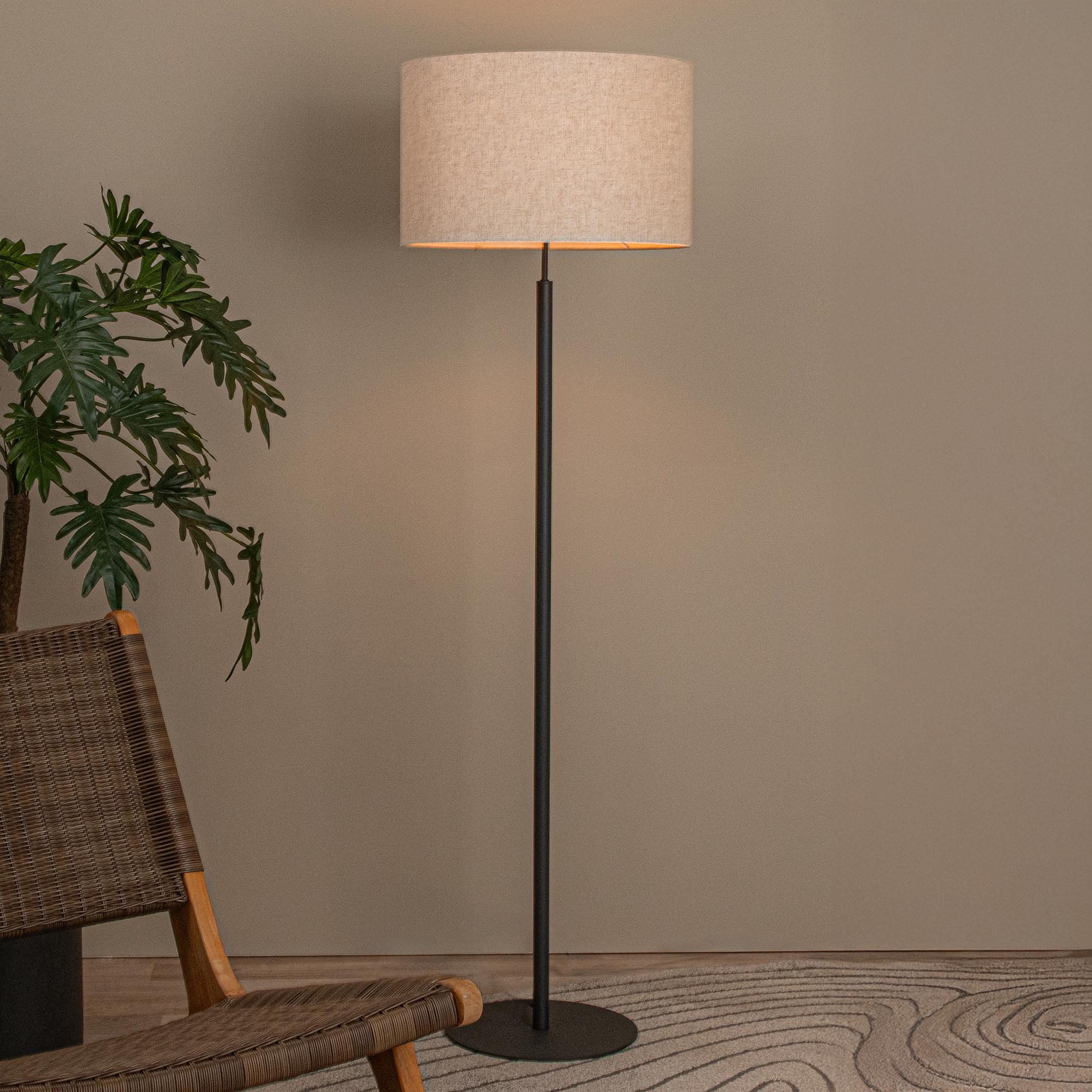 Stehleuchte Maya Aluminium / Baumwollstoff Schwarz 1