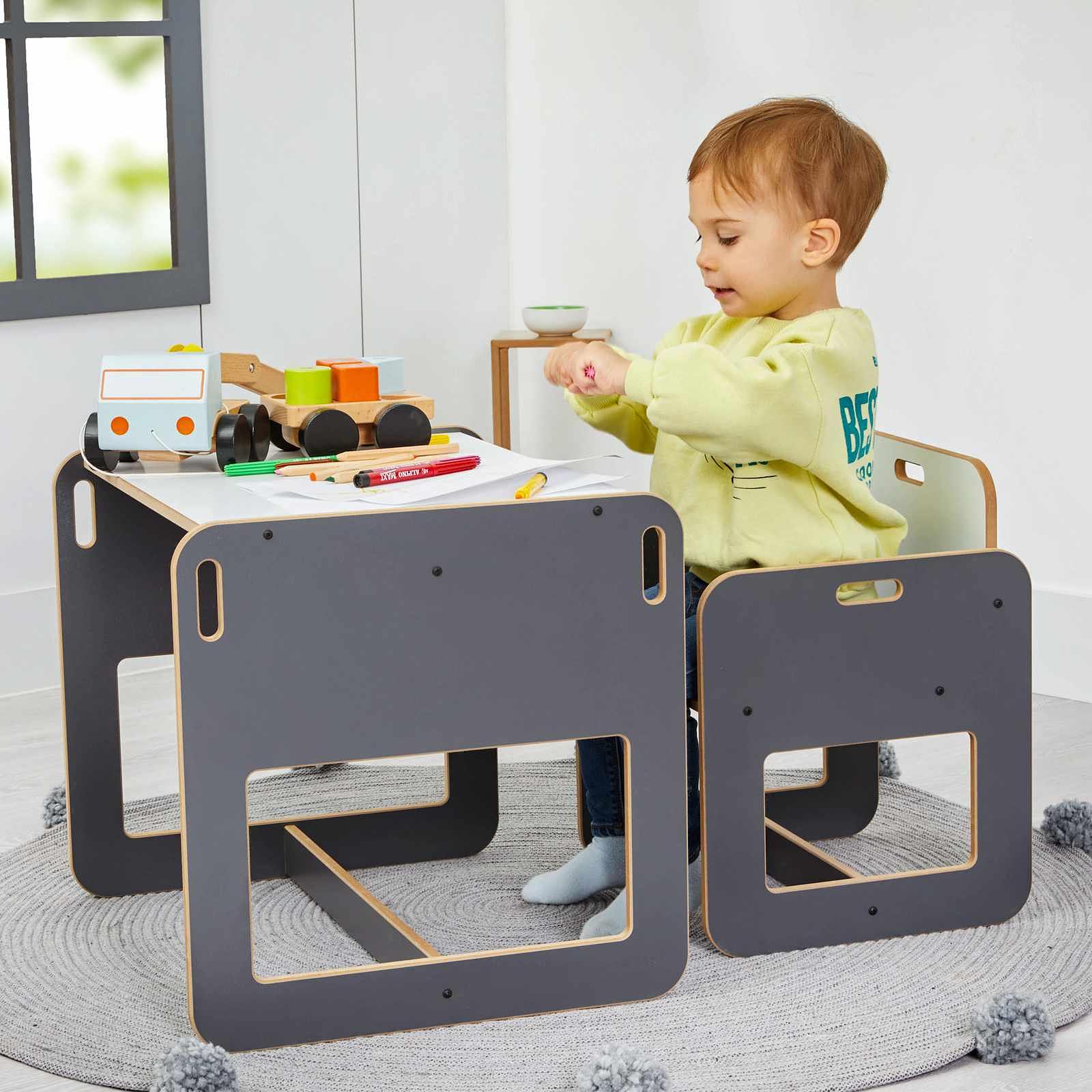 Dove Children's Table Set of 2 MDF White Anthracite 1