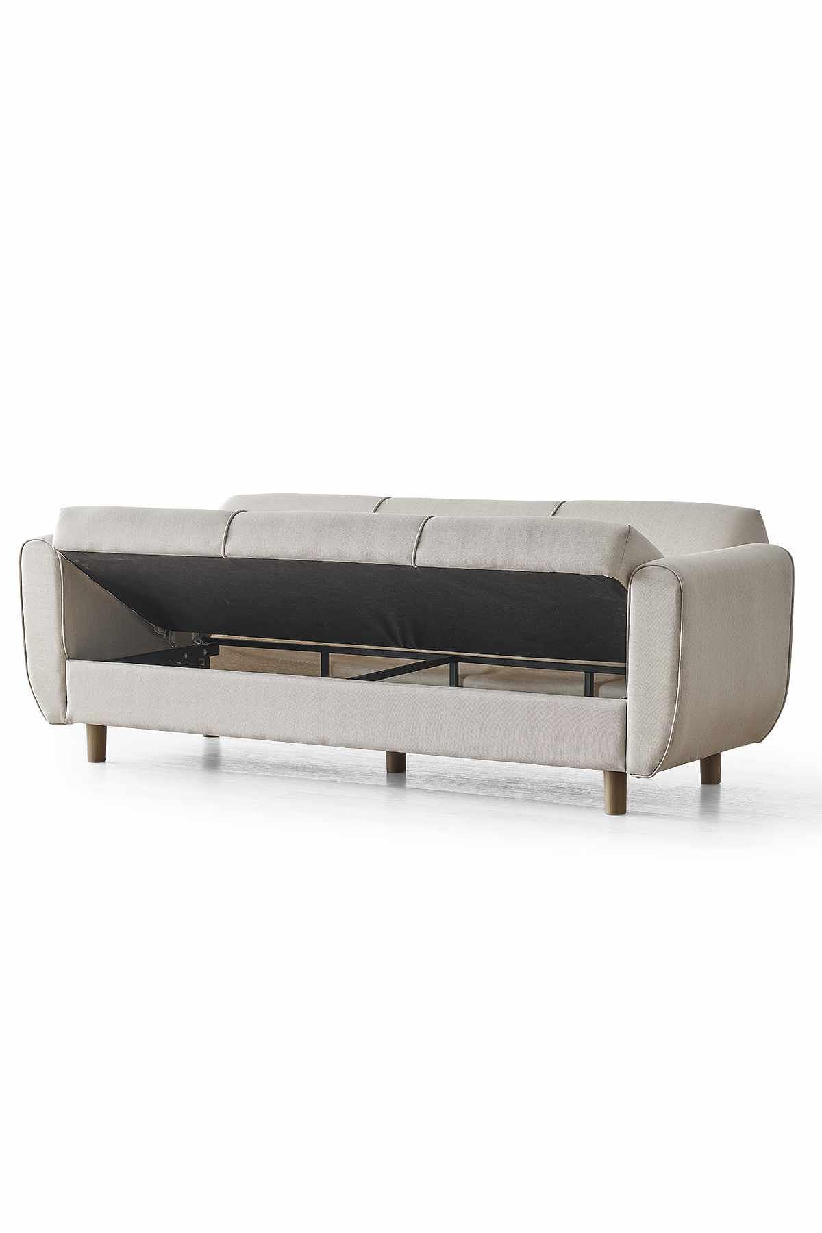 Flavia 3-Seater Sofa Bed Linen Beige 8
