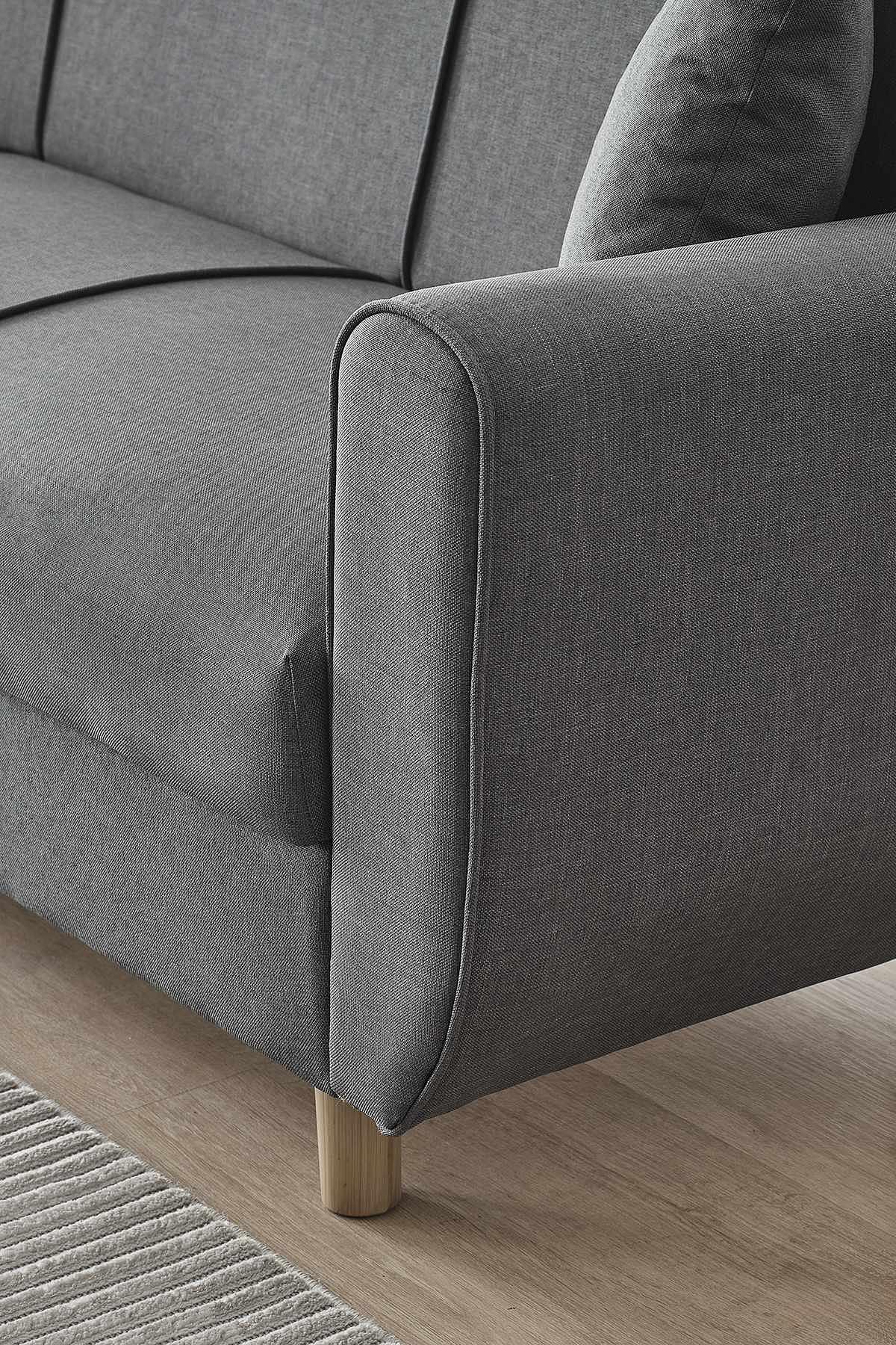 Flavia 3-Sitzer Schlafsofa Leinen Dunkelgrau 3