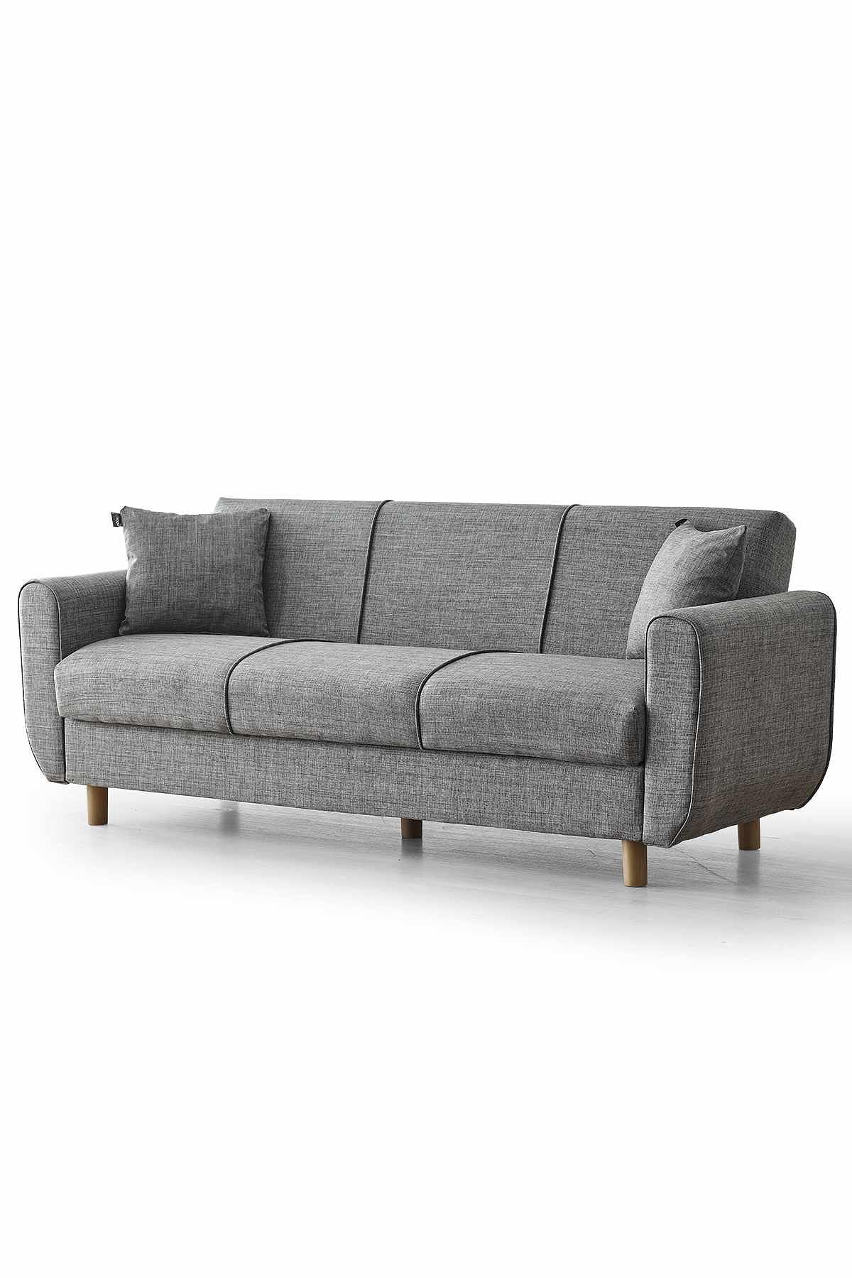 Flavia 3 Seater Sofa Bed Linen Grey 0