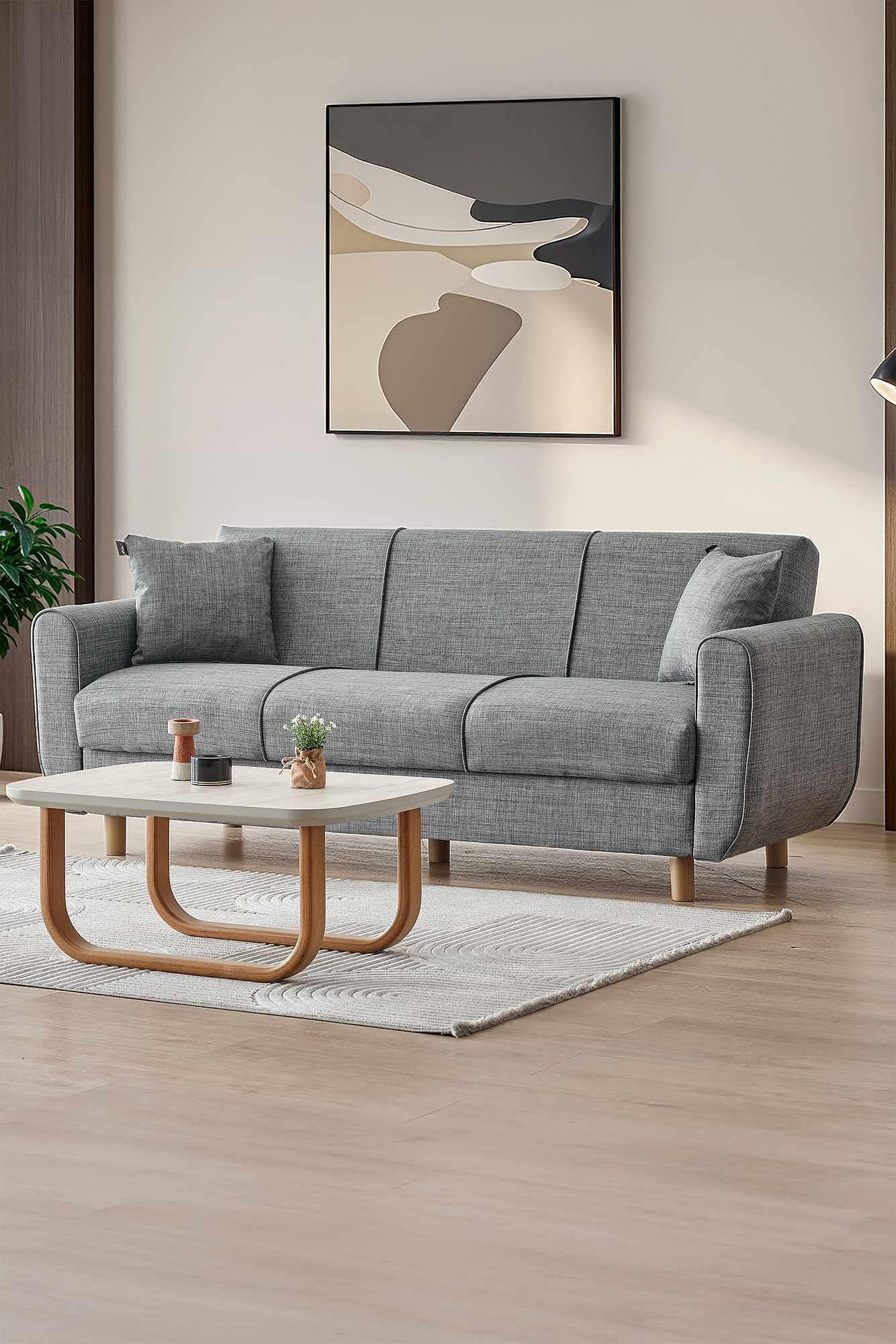 Flavia Divano Letto 3 Posti Lino Grigio 1