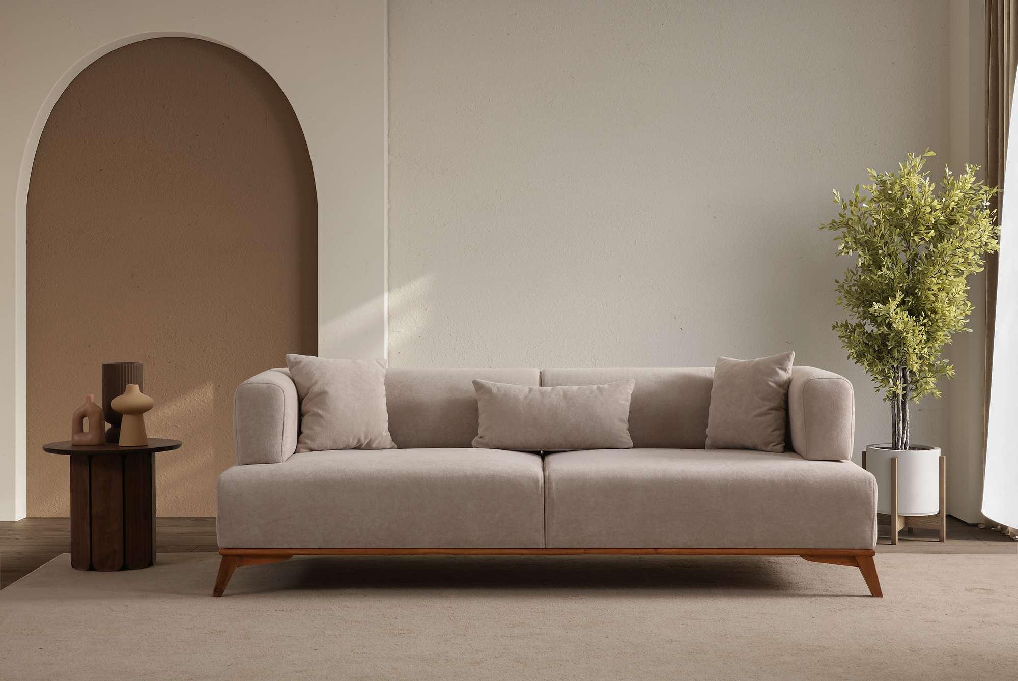 Hera 3 Seater Sofa Polyester Cream 2