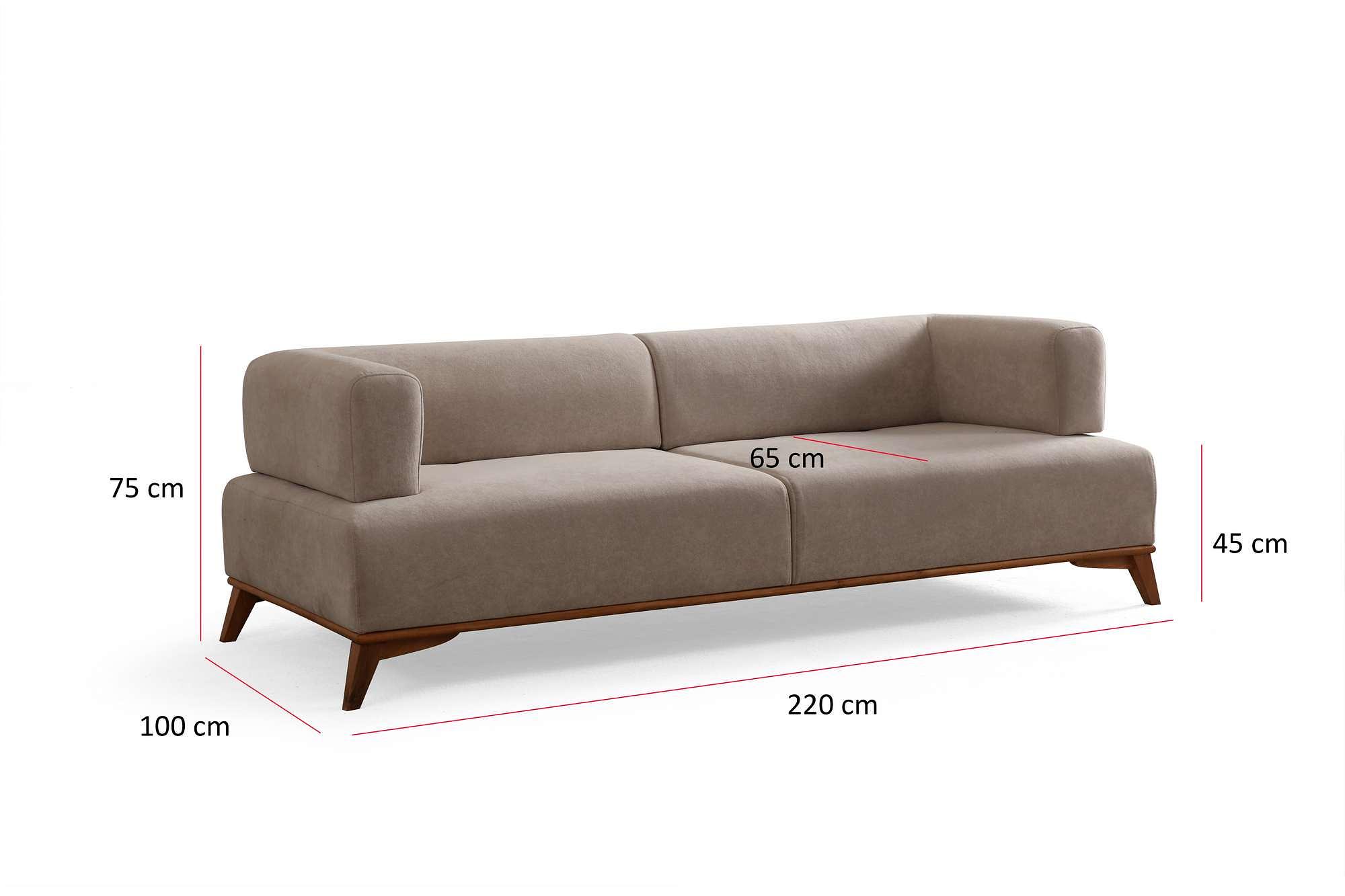 Hera 3 Sitzer Sofa Polyester Creme 9