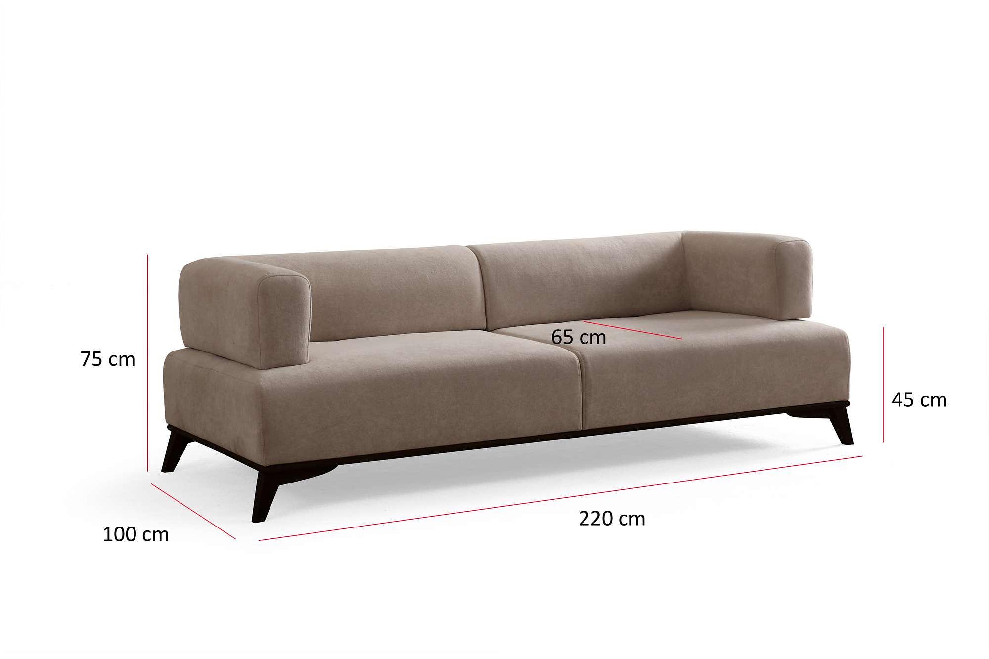 Hera 3 Seater Sofa Polyester Cream Black 9