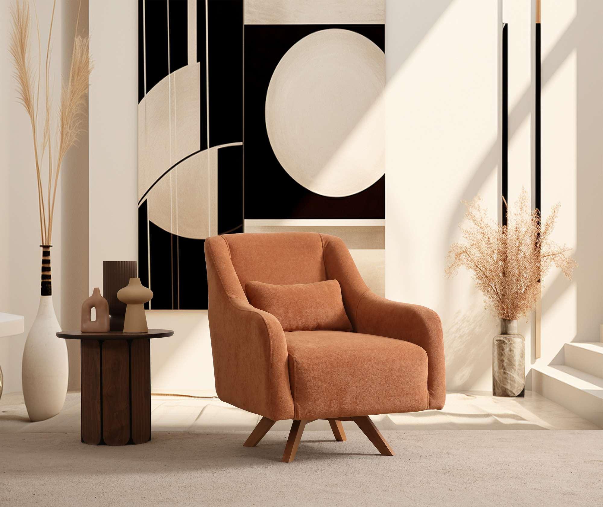 Hera Wingback Chair Polyester Orange 1