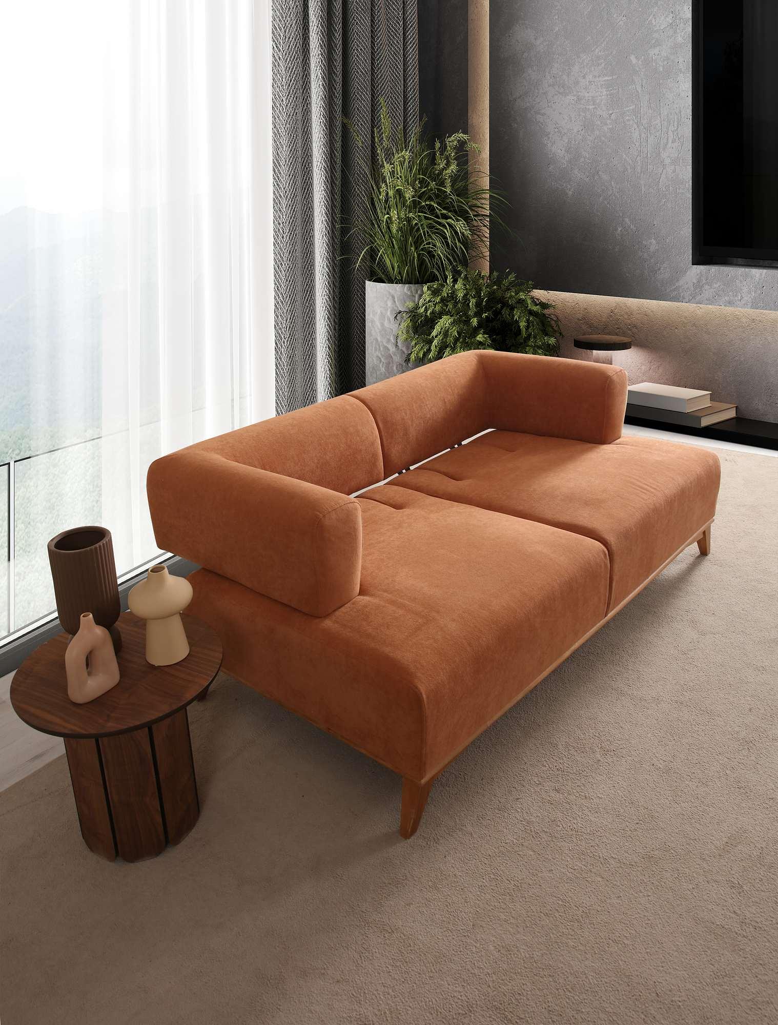 Hera 2 Seater Sofa Polyester Orange 2