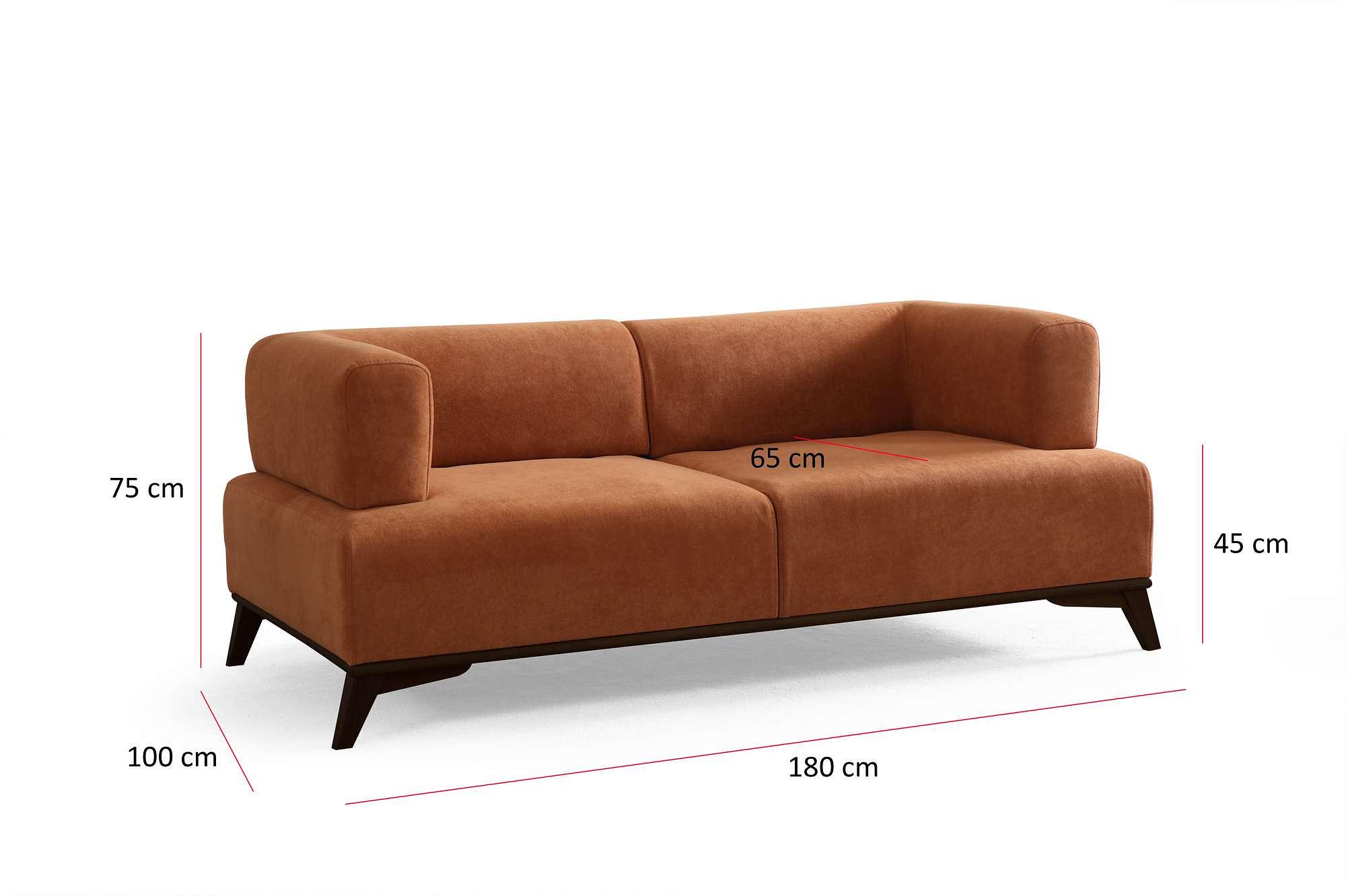 Hera 2 Seater Sofa Polyester Orange Black 6