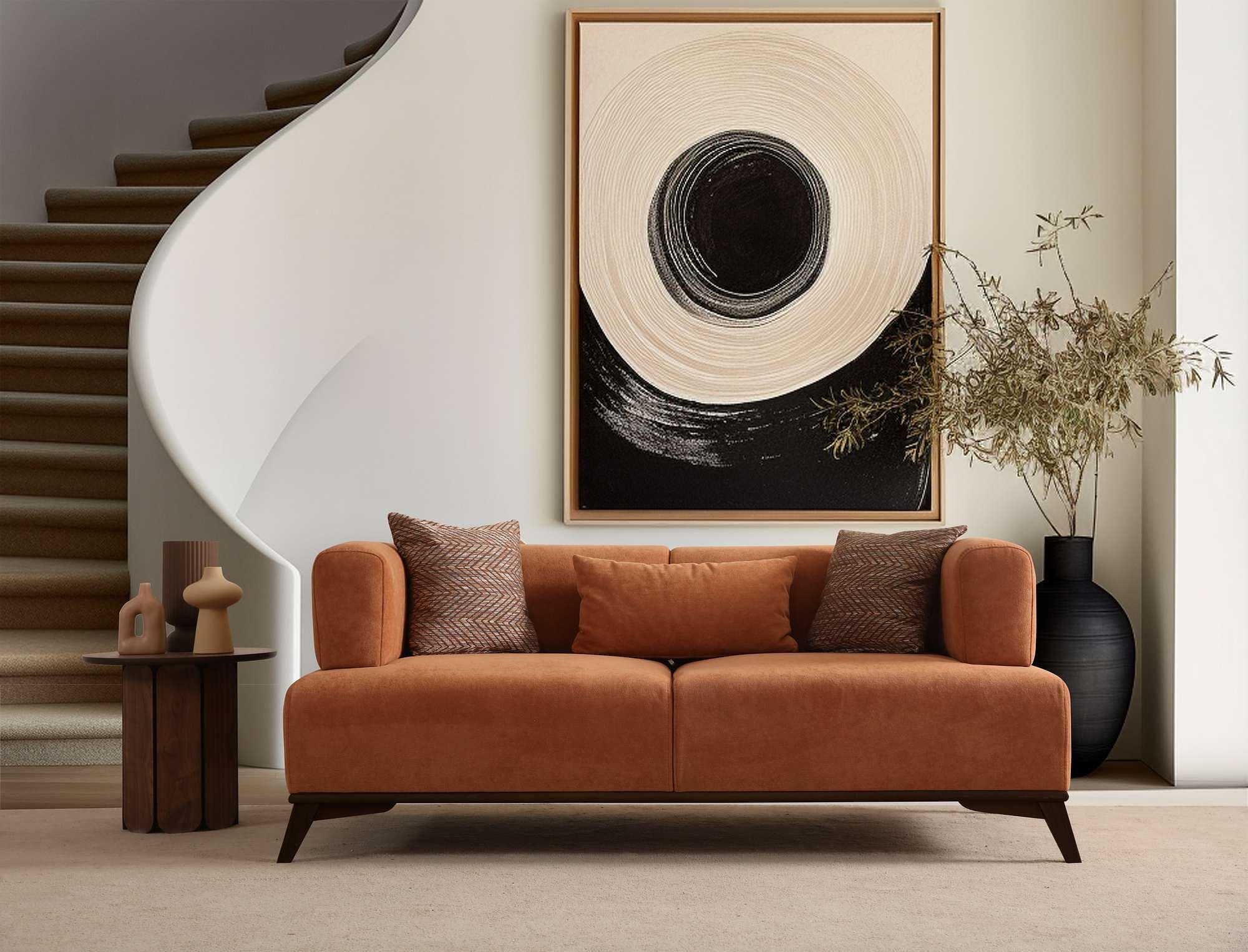Hera 2 Sitzer Sofa Polyester Orange Schwarz 1