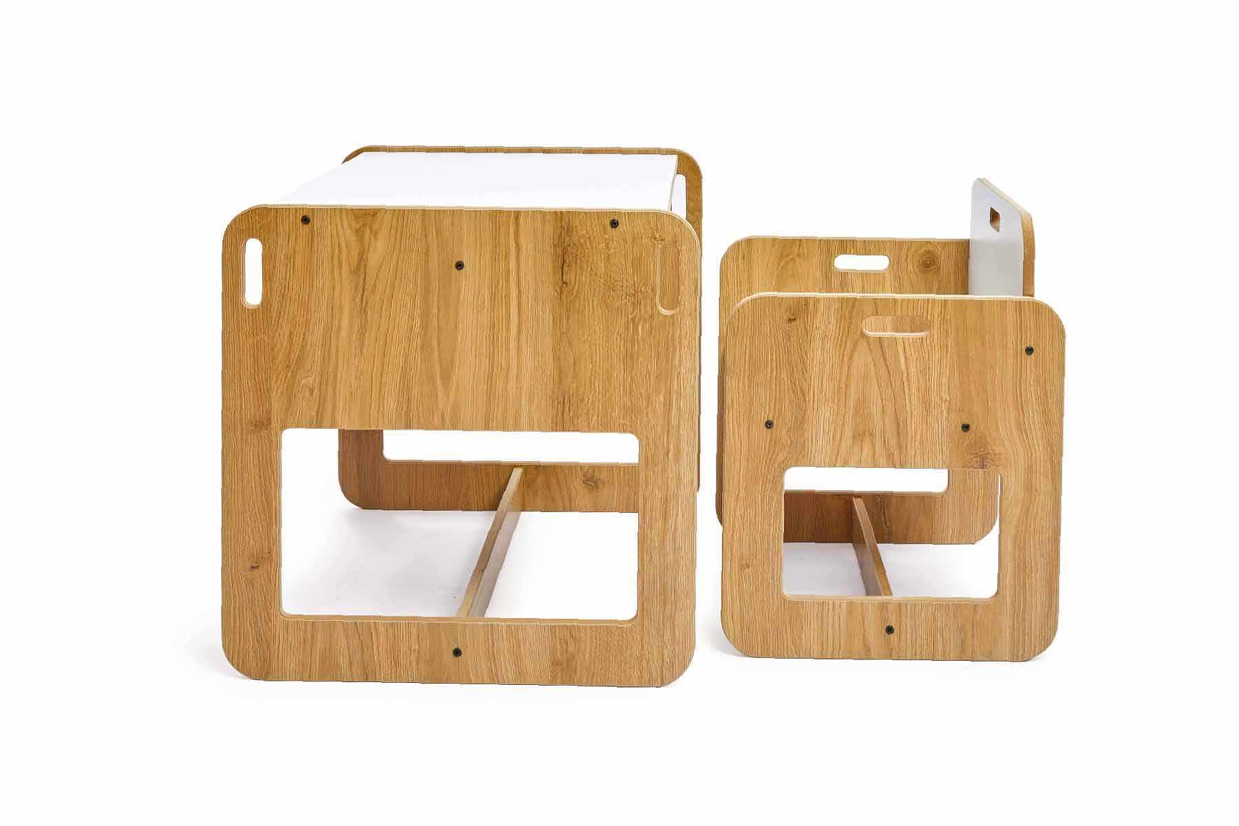 Dove Children's Table Set of 2 MDF White Natural 3