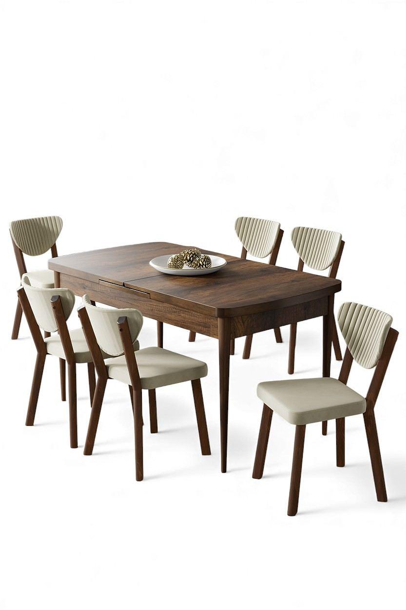 Exve Dining Group 7-piece Set Wood-based Material Cream Baroque 0