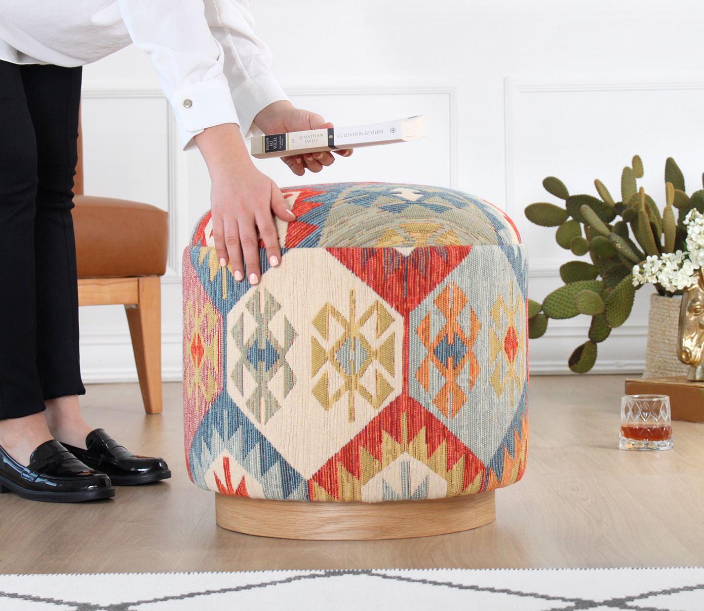 Ferruz Stool Cotton Linen Multicolored 2