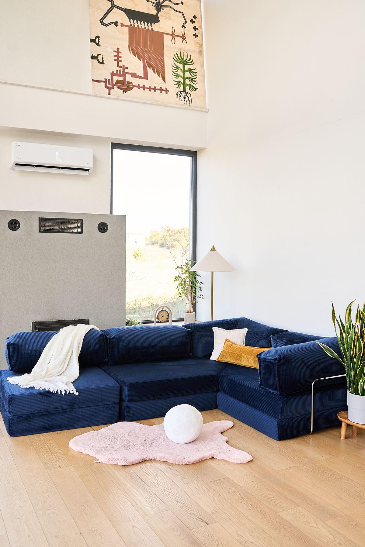 Kanyon Eckschlafsofa Cord Dunkelblau 1