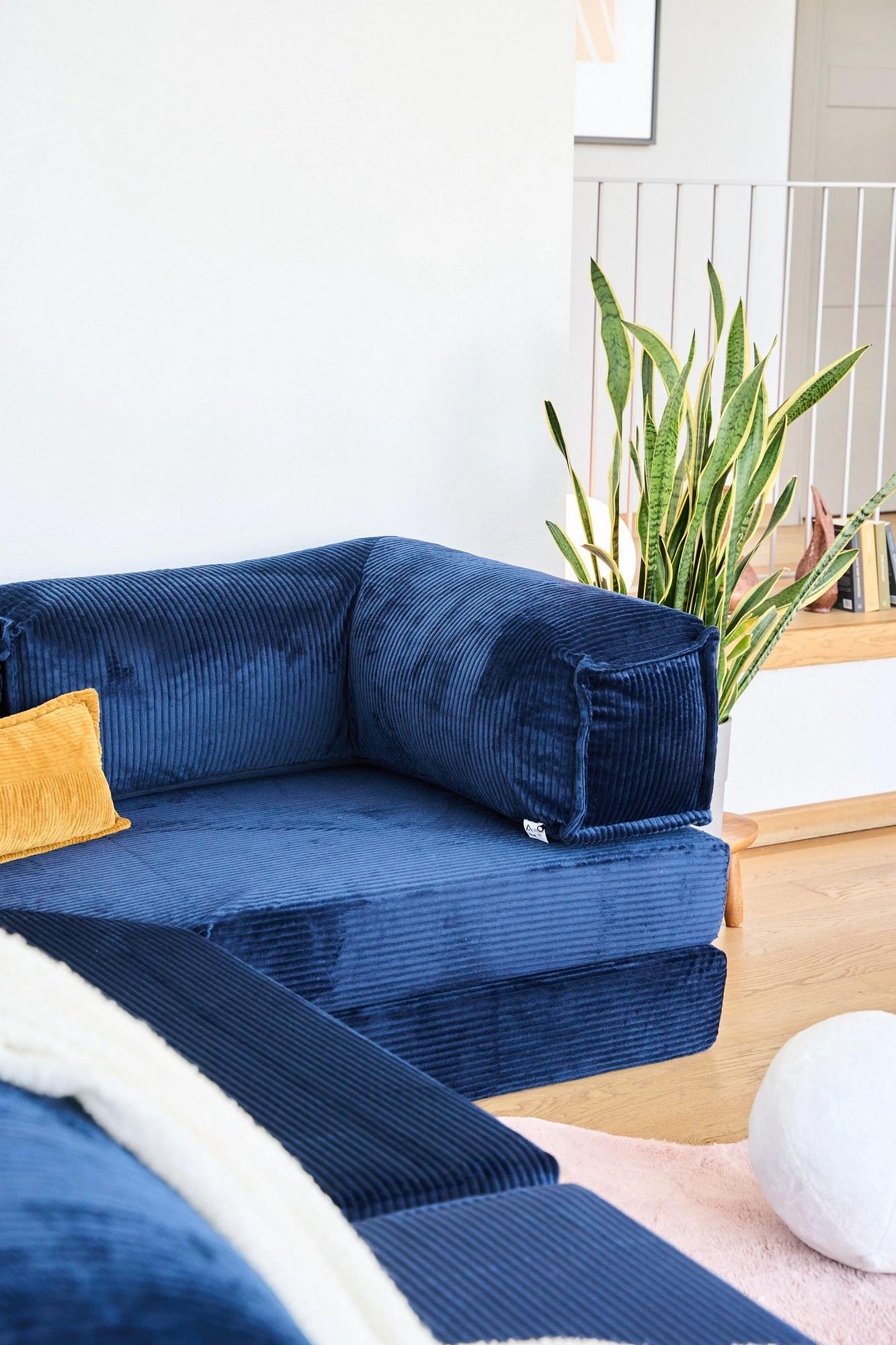 Kanyon Corner Sofa Bed Corduroy Dark Blue 10