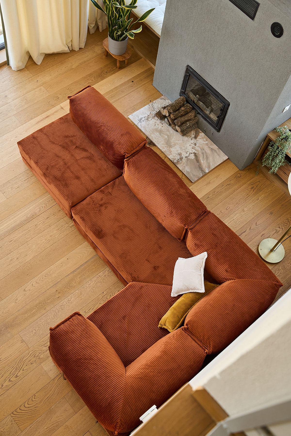 Kanyon Eckschlafsofa Cord Ziegelrot 2