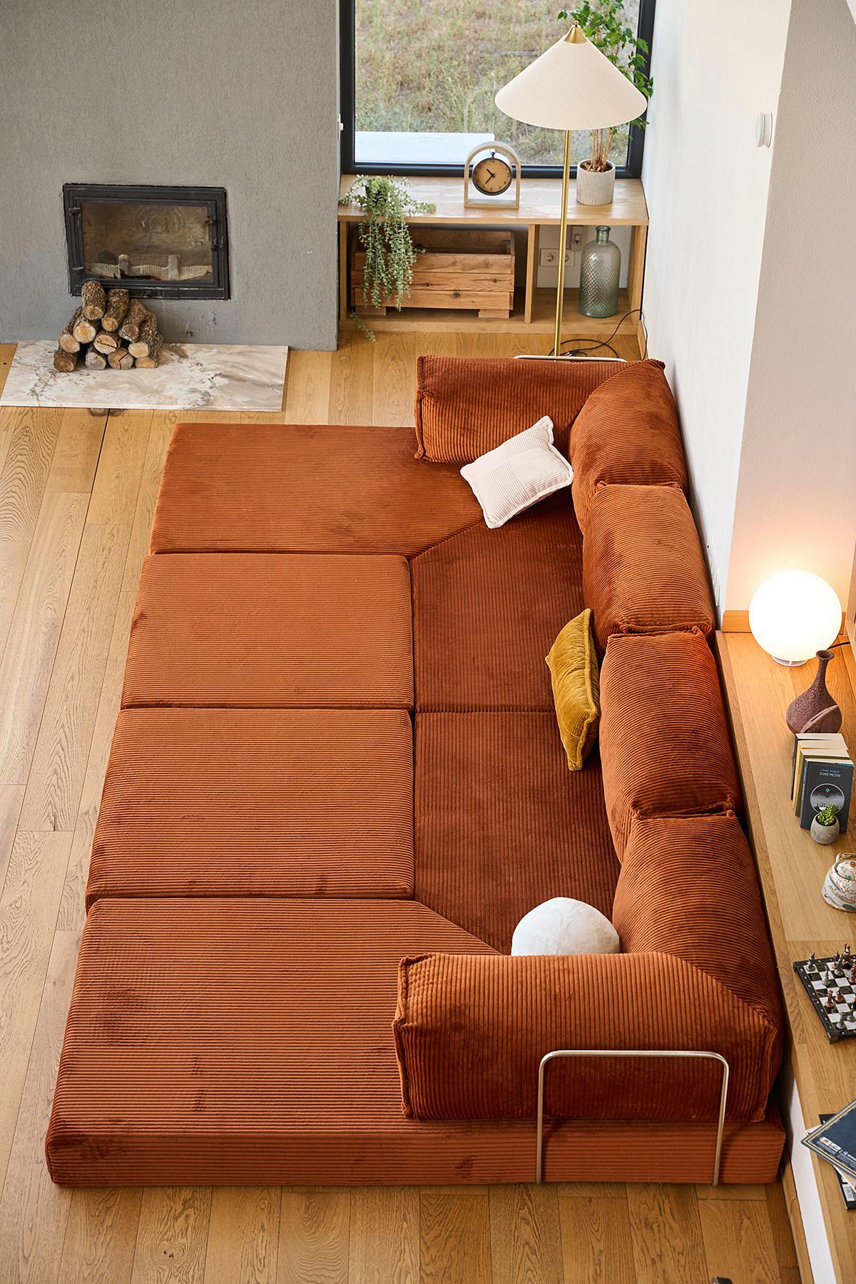 Kanyon Eckschlafsofa Cord Ziegelrot 4
