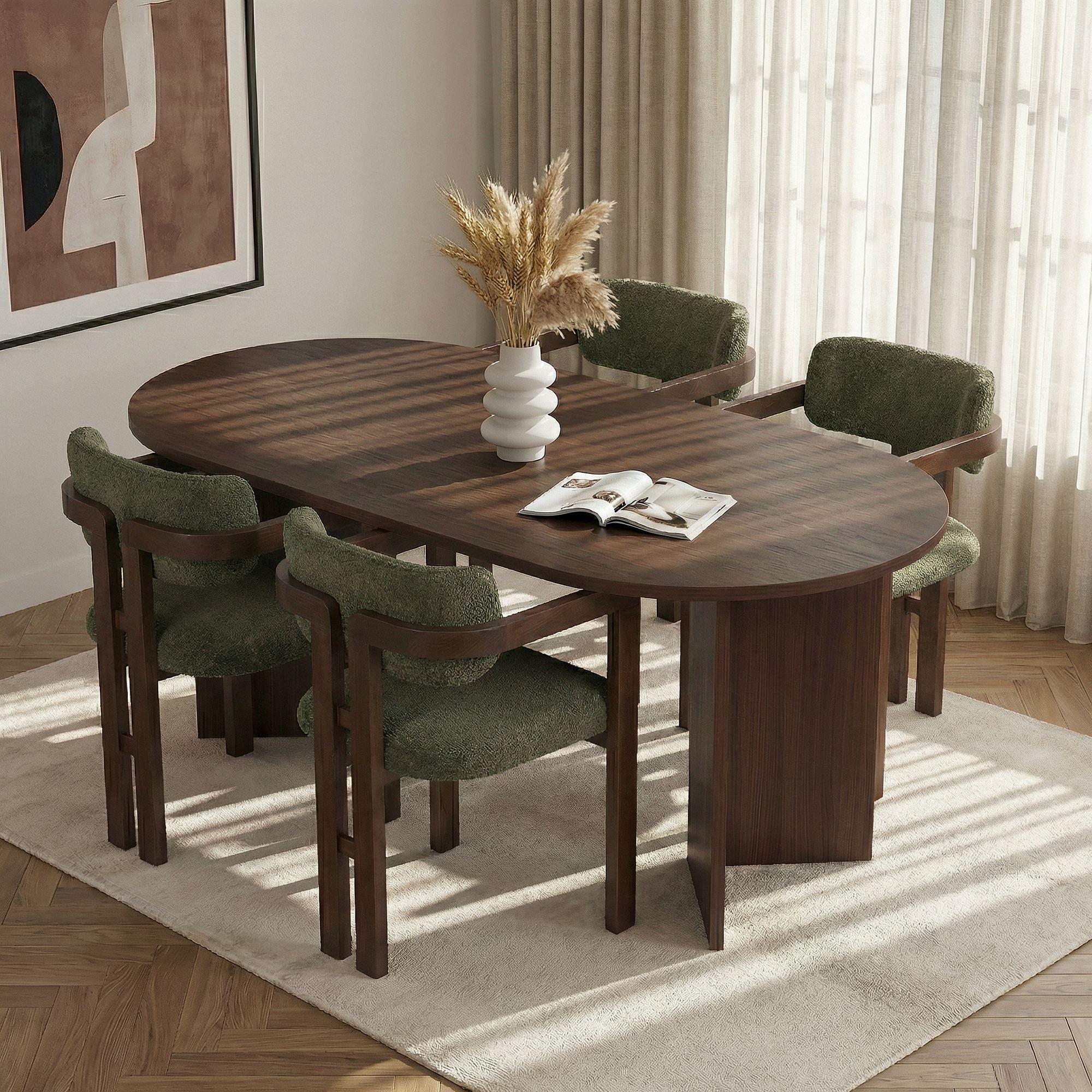 Meridia 4 Dining Group 5-piece Set Wood-based Material Beech Wood Green 1