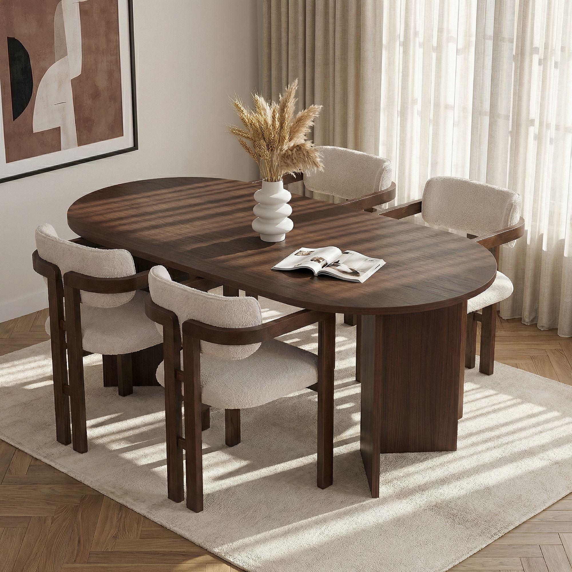 Meridia 4 Essgruppe 5er Set Holzwerkstoff Buchenholz Weiß 1