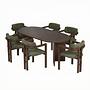 Meridia 6 Dining Group Set of 7 Wood-based material Beech wood Green 0