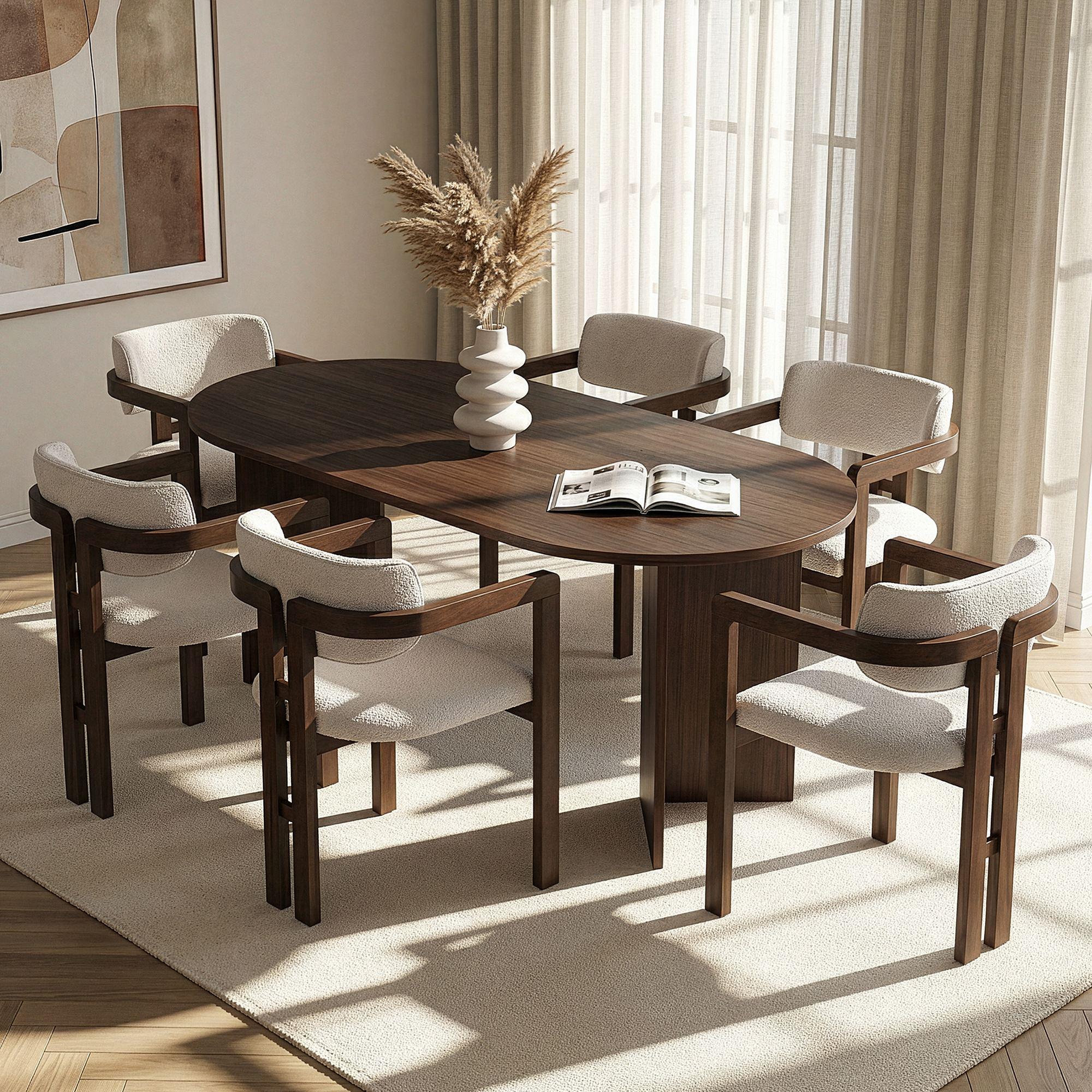 Meridia 6 Dining Group 7-piece Set Wood-based Material Beech Wood White 1
