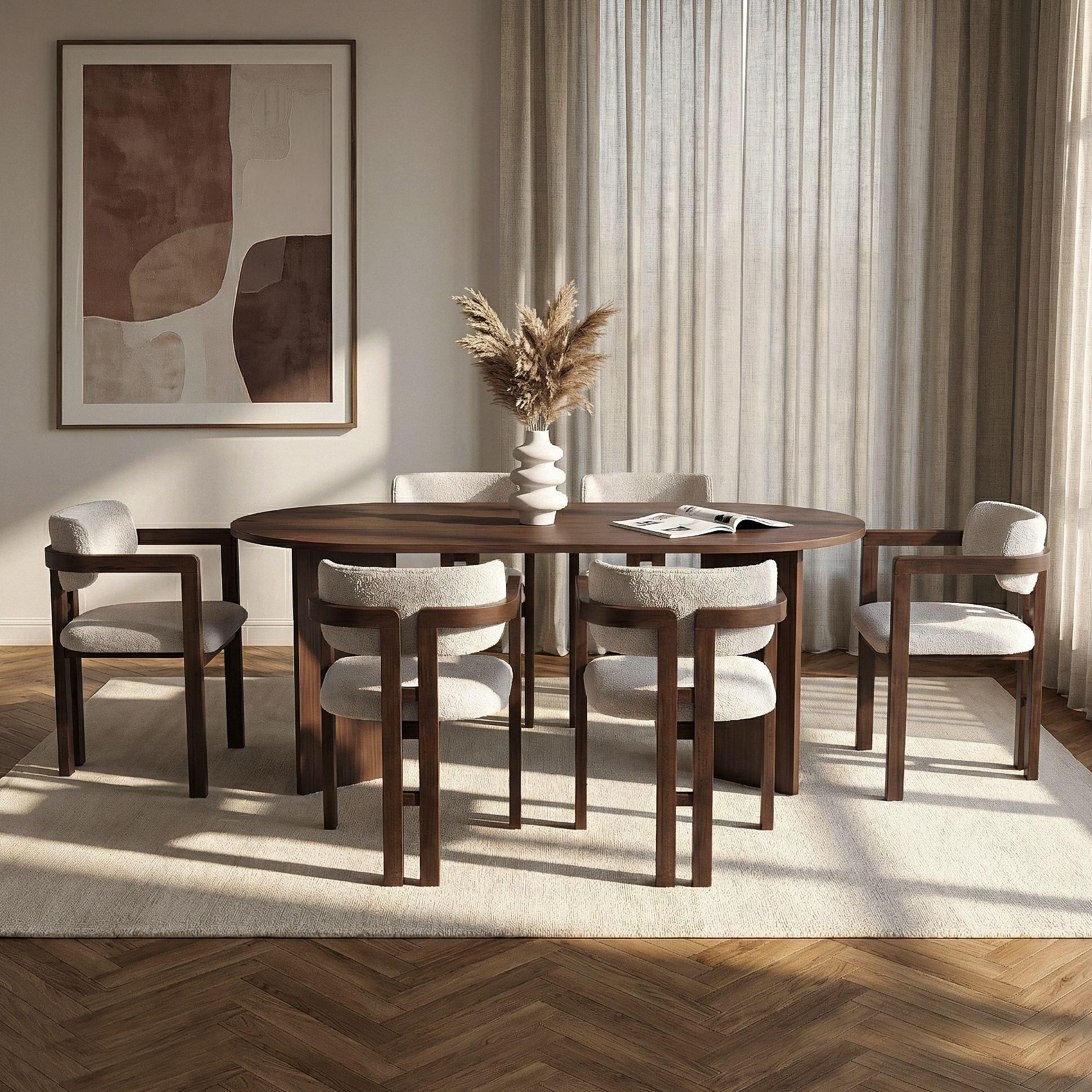 Meridia 6 Essgruppe 7er Set Holzwerkstoff Buchenholz Weiß  2