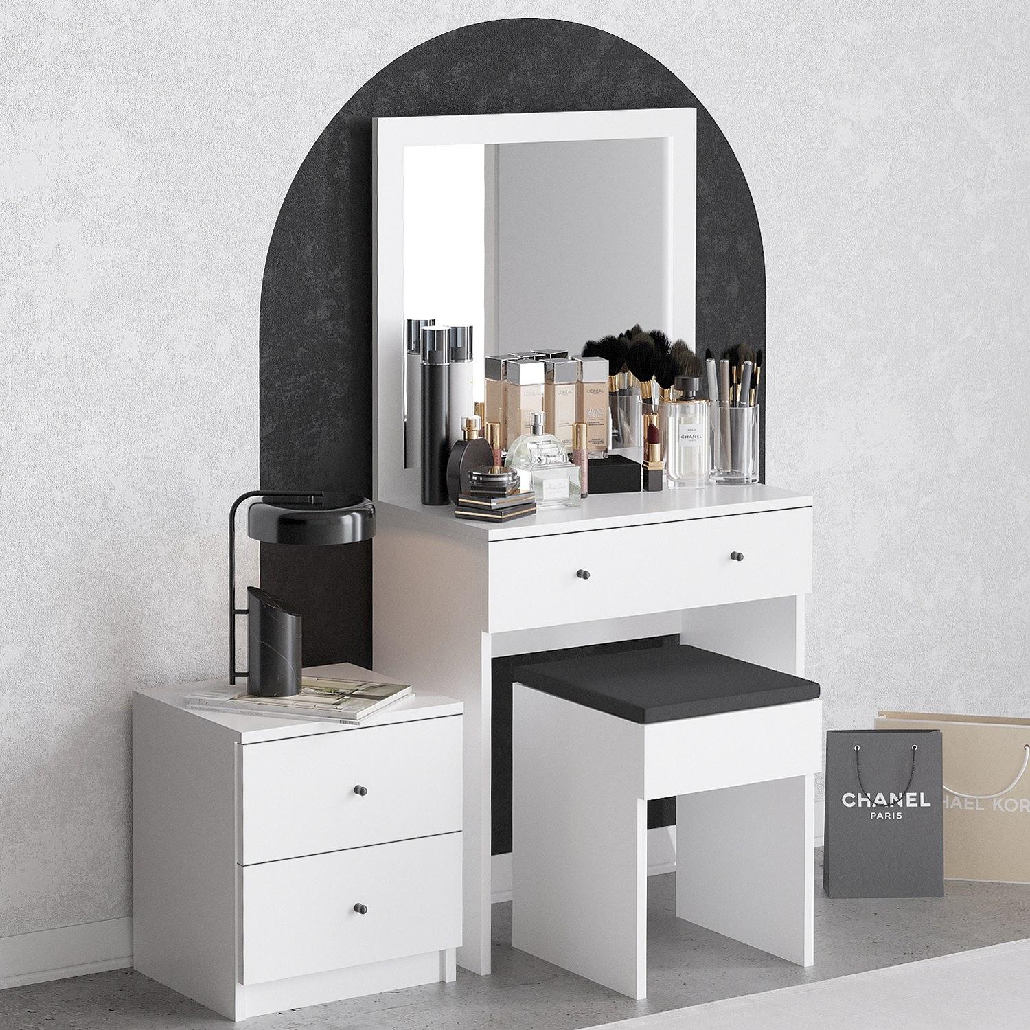 Nett Dressing Table 3-piece Set Wood-based Material White 2