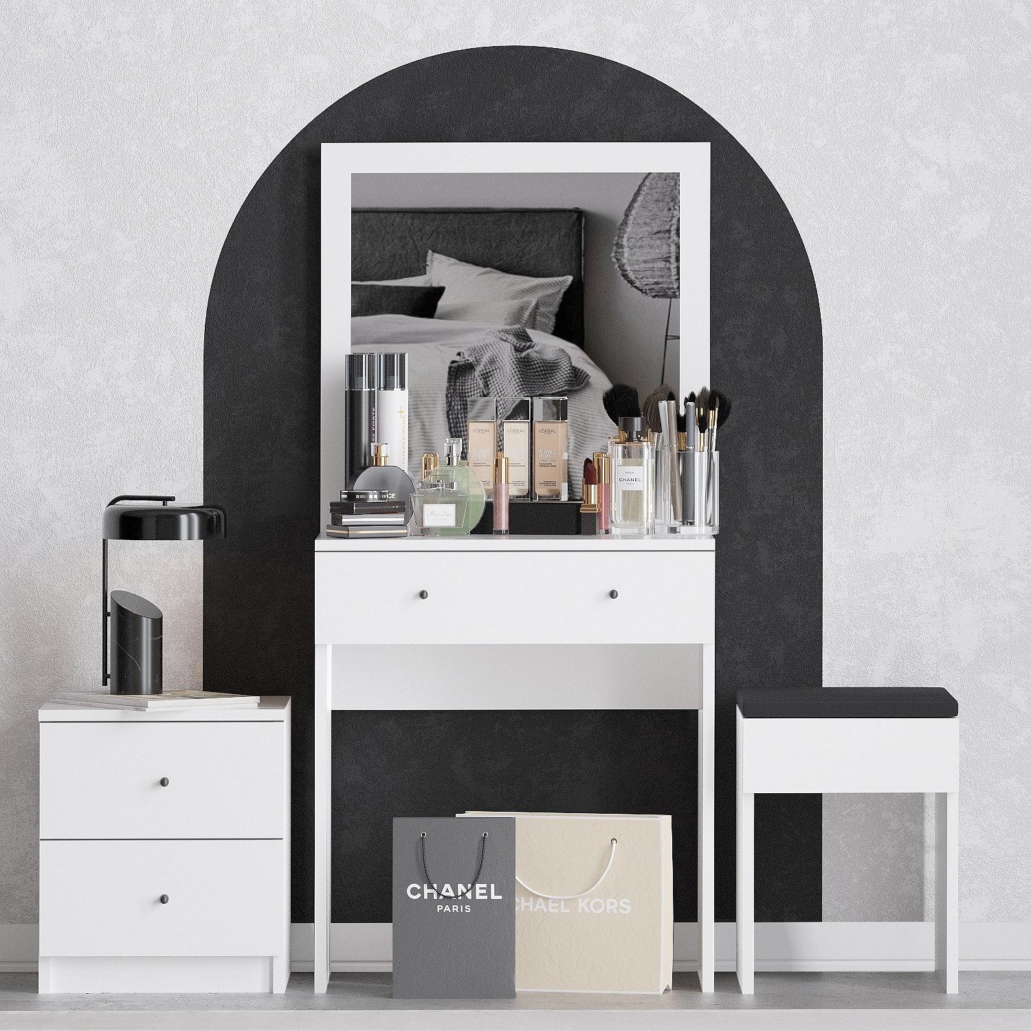 Nett Dressing Table 3-piece Set Wood-based Material White 1