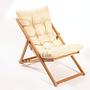 Garden Chair Solid Beech Wood Brown Cream 3