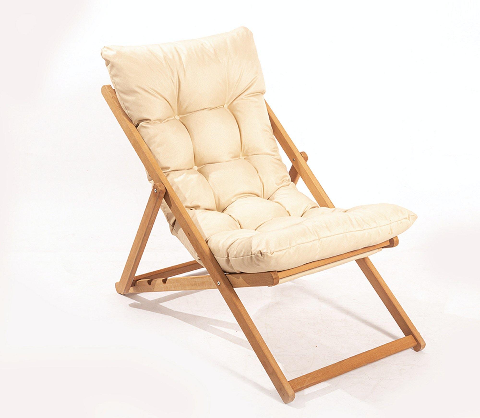 Garden Chair Solid Beech Wood Brown Cream 3